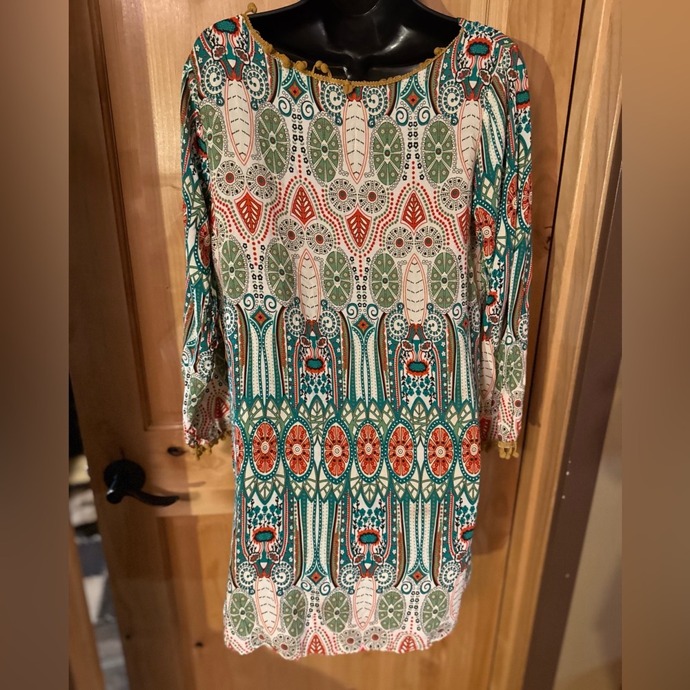 Bohemian V-Neck Patterned Tunic - Picture 3 of 6